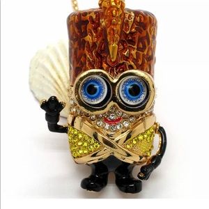Crystal Hawaiian Tiki Minion Robot Necklace